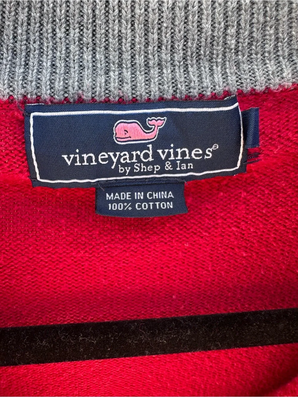 Vineyard Vines Men’s Red Half-Zip Sweater with Whale Logo